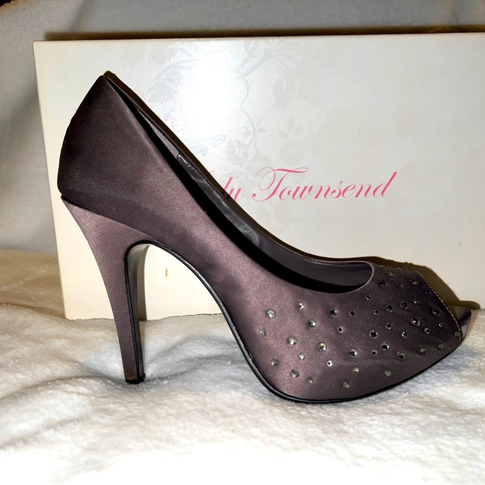 Grey Satin Open Toe
